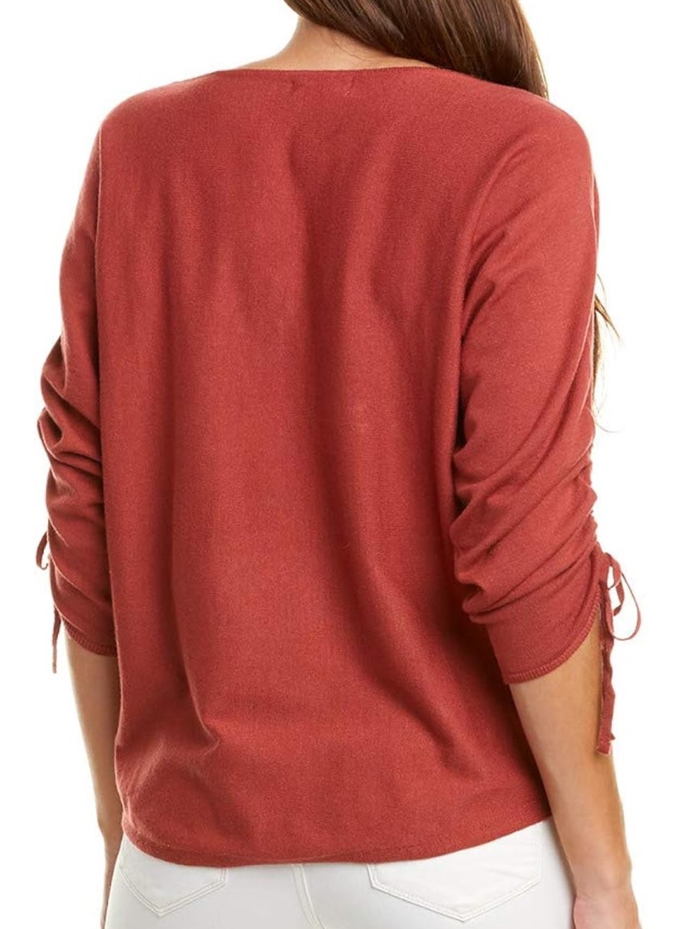New With Tags Max Studio Rust Tunic Sweater Blouse Top Drawstring Ruched Sleeves